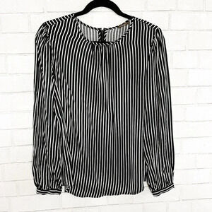 J. McLaughlin Black and White Striped Long Sleeve Blouse Women's Size Small